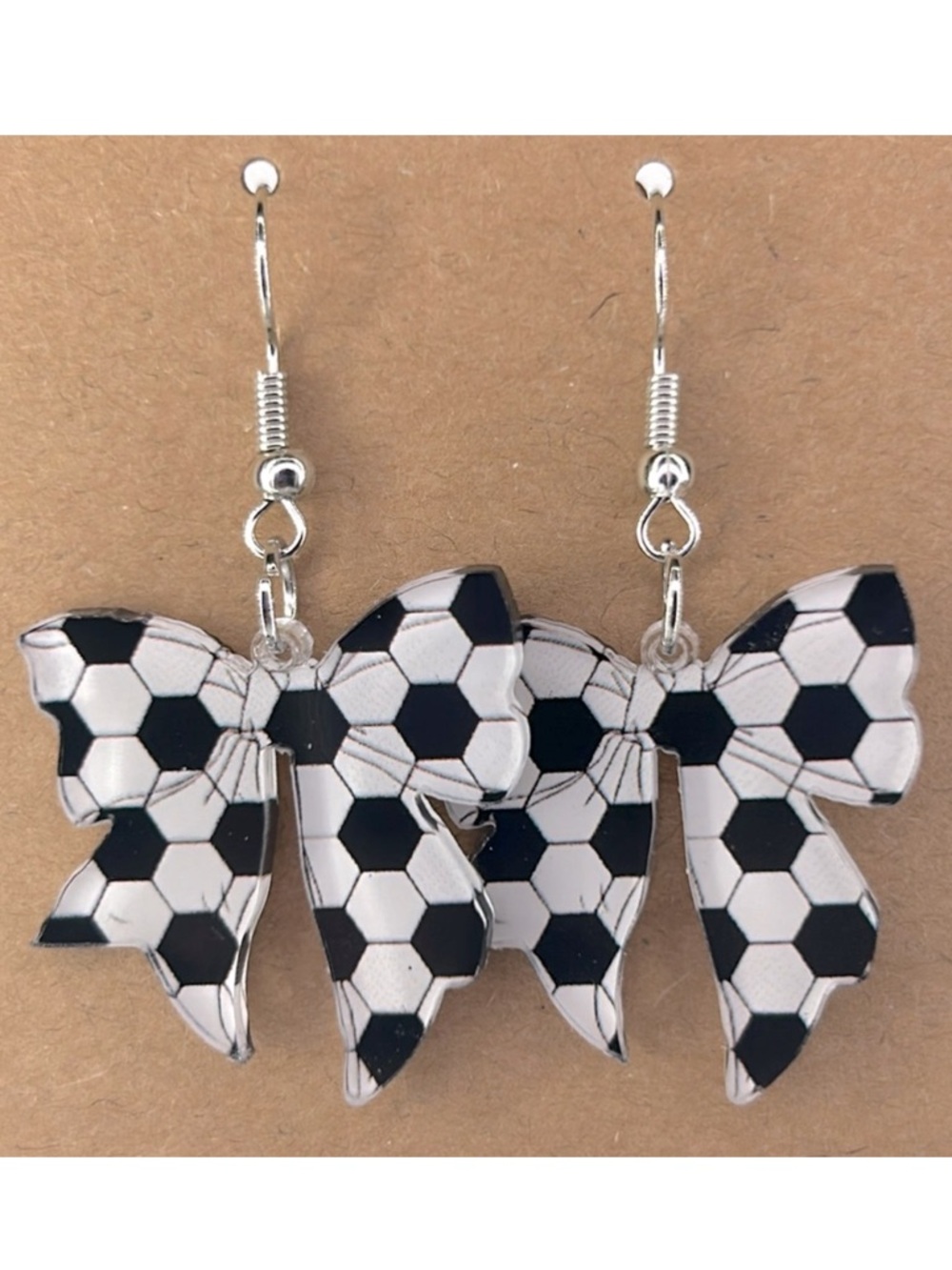 Soccer Ribbon Design 2D Acrylic Earrings  Fashion Jewelry